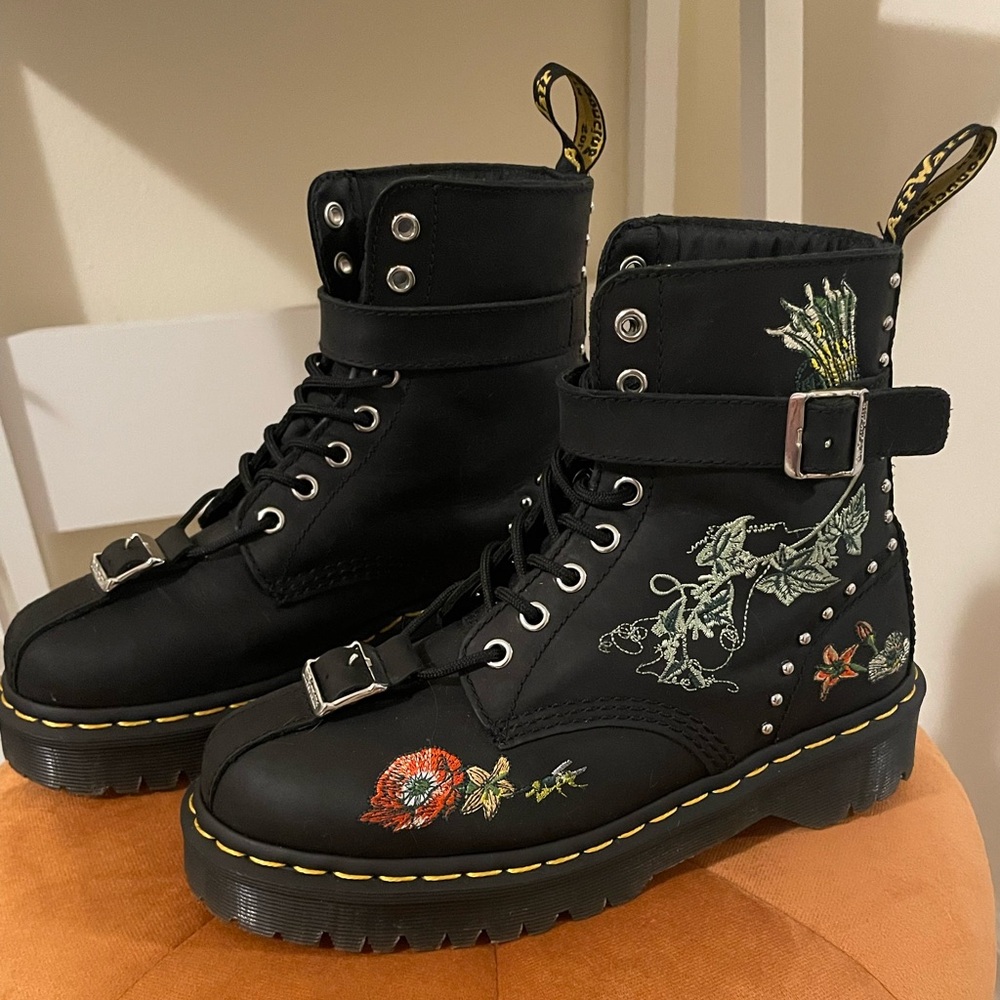RARE Dr. Martens Embroidered Combat Boots